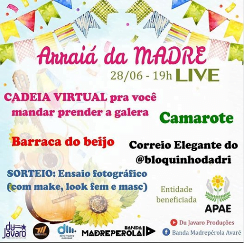 Live Arraiá da Madrepérola será beneficente a APAE de Avaré