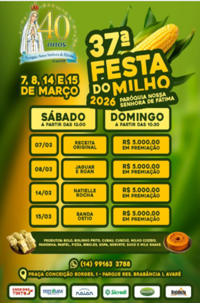 Festa do Milho da N.S. de Fátima começa neste final de semana