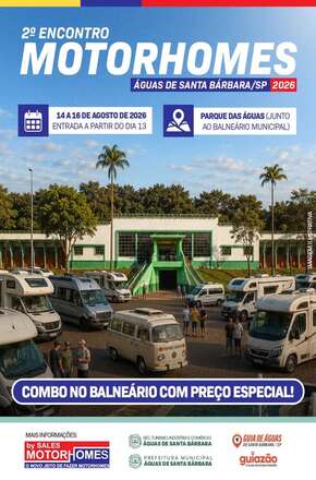 2º Encontro de Motorhomes de Águas de Santa Bárbara será em agosto