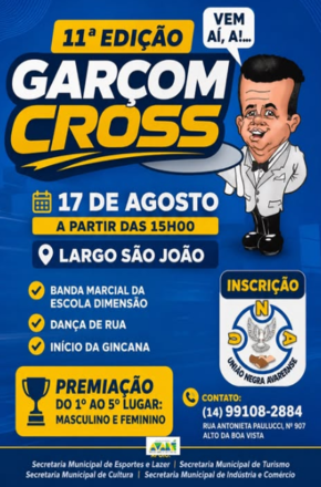 11º Garçom Cross promete reunir esporte, cultura e integração no Largo São João em Avaré