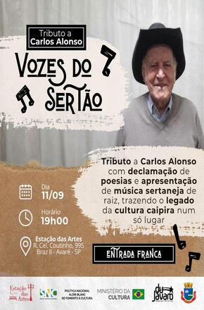 “Vozes do Sertão” homenageia Carlos Alonso e celebra a cultura sertaneja raiz em Avaré