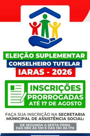 Inscrições para eleição suplementar do Conselho Tutelar de Iaras são prorrogadas até 17 de agosto