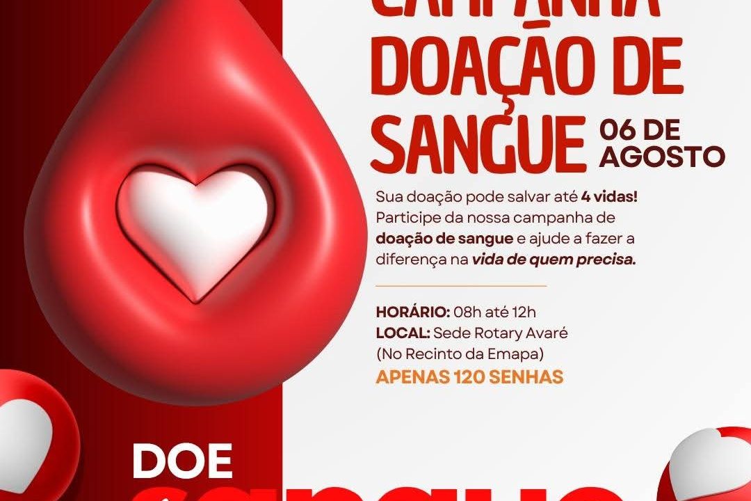 Campanha de doação de sangue acontece nesta quinta-feira em Avaré
