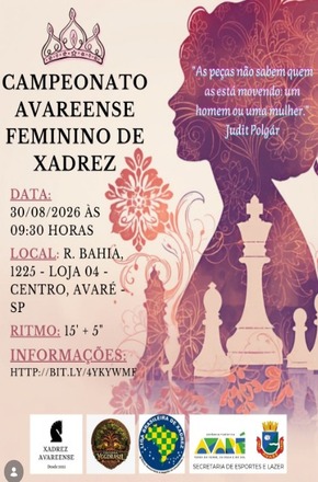 Campeonato Avareense Feminino de Xadrez abre inscrições para competição com rating oficial