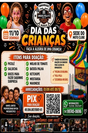 Unidos Pela Fé mobiliza Avaré para levar diversão e solidariedade no Dia das Crianças