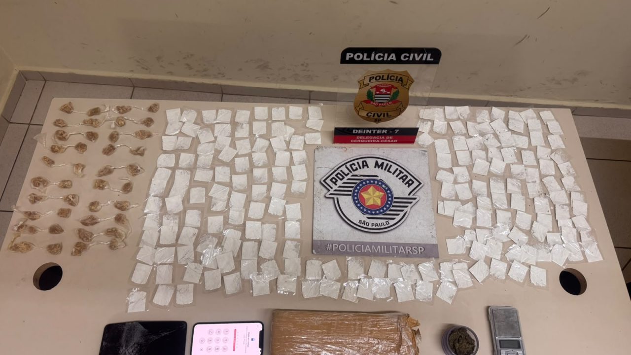Polícias Civil e Militar apreendem mais de 1,1 kg de drogas durante operação em Cerqueira César