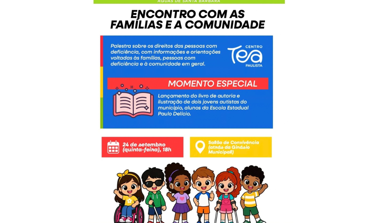 Semana Inclusiva terá palestra sobre direitos das pessoas com deficiência em Águas de Santa Bárbara