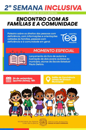 Semana Inclusiva terá palestra sobre direitos das pessoas com deficiência em Águas de Santa Bárbara