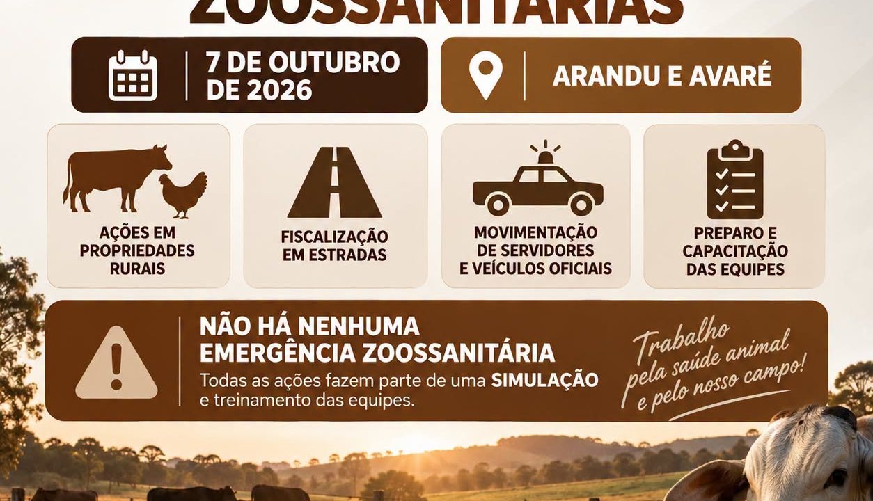 Arandu e Avaré terão simulação de emergência zoossanitária em outubro