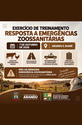 Arandu e Avaré terão simulação de emergência zoossanitária em outubro