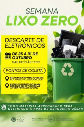 Águas de Santa Bárbara recebe resíduos eletrônicos durante a Semana Lixo Zero