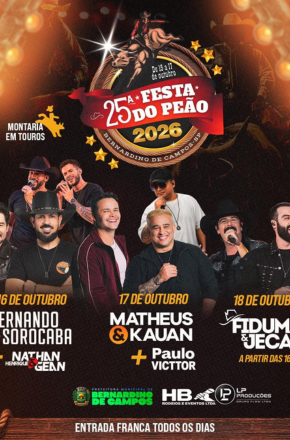 Festa do Peão de Bernardino de Campos começa nesta sexta-feira com shows e rodeio