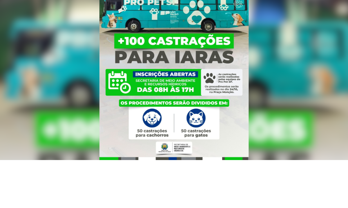 Iaras abre inscrições para 100 castrações gratuitas de cães e gatos