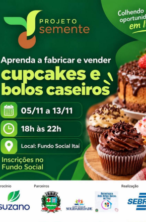 Itaí oferece curso de fabricação e venda de cupcakes e bolos caseiros