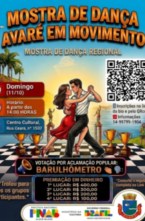Avaré recebe mostra competitiva de dança no próximo domingo
