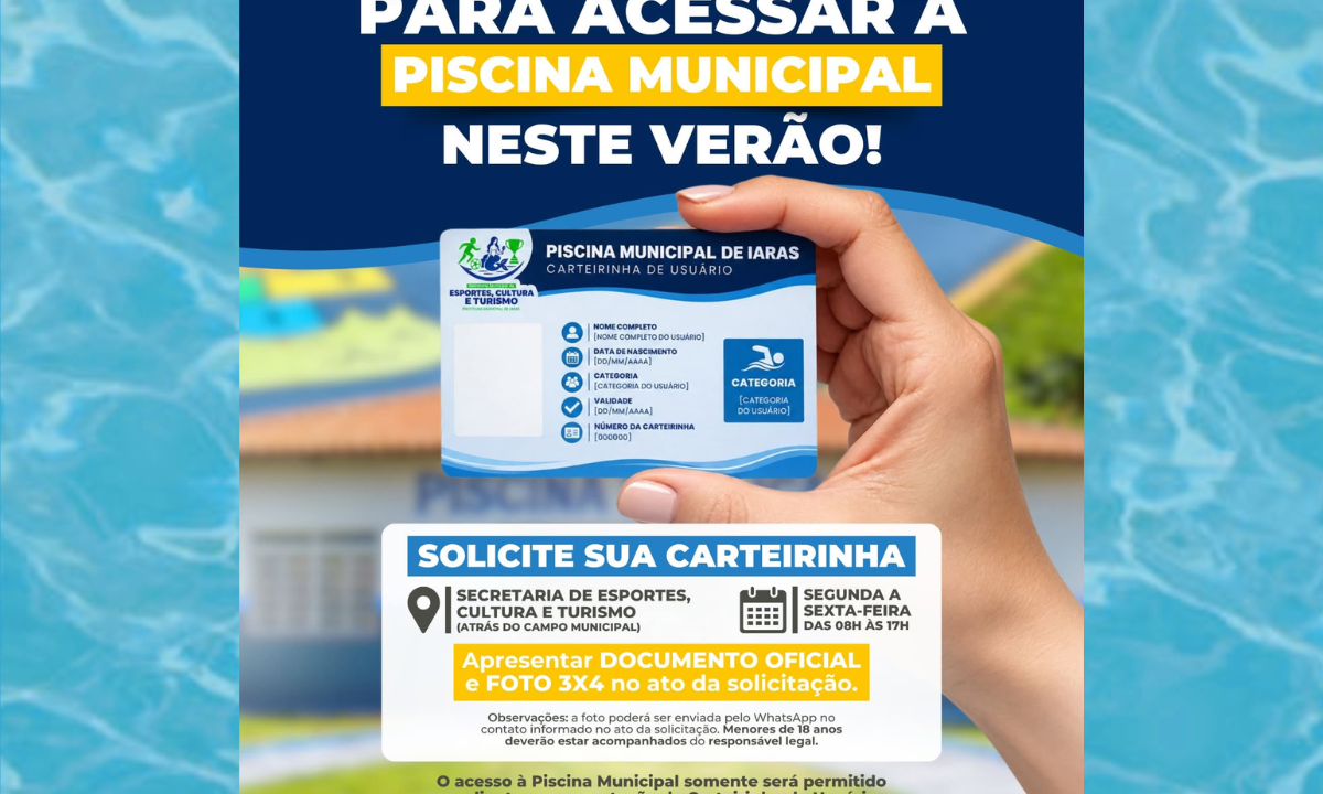 Iaras exige carteirinha para acesso à Piscina Municipal durante o verão