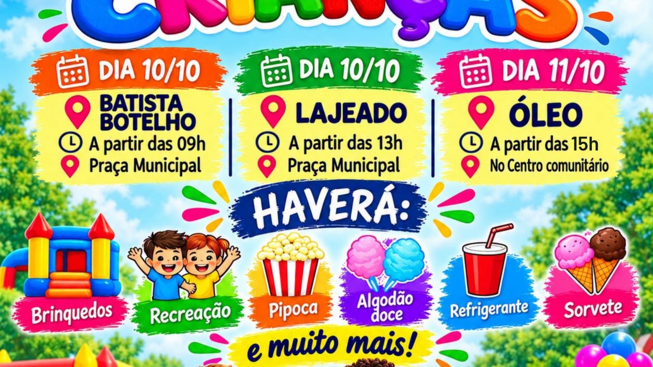 Óleo terá programação gratuita para o Dia das Crianças